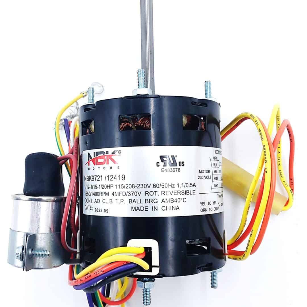 NBK-12419 Fan Motor 115/230V 1.0/.5 AMPS, RPM 1550/1400 1/12 HP