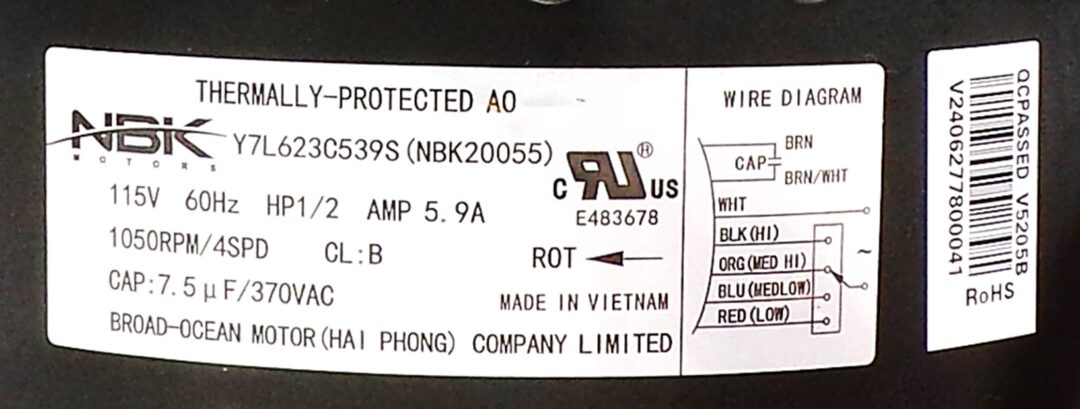 NBK-20055 BLOWER MOTOR 1/2 HP - Image 3