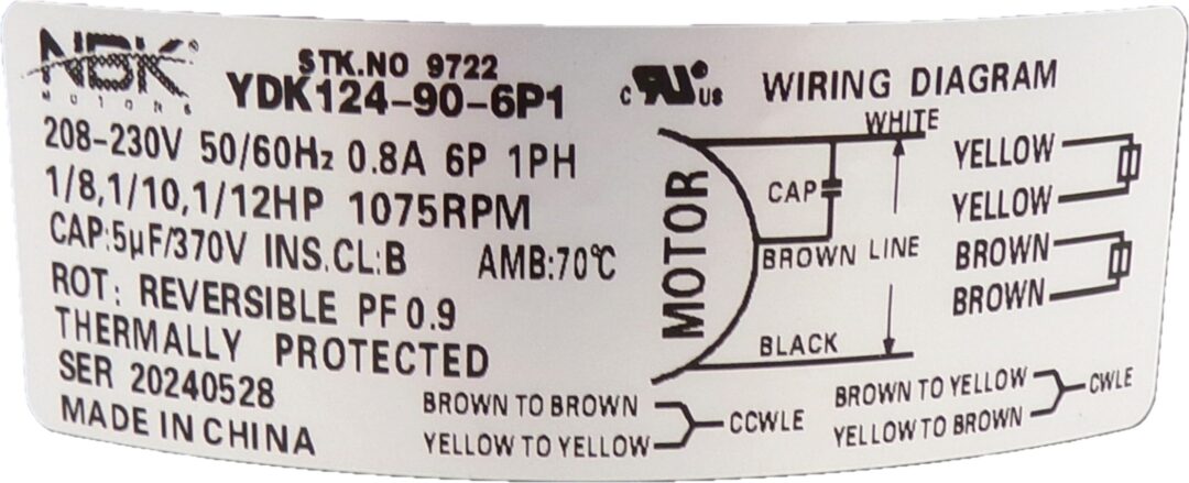NBK-20221 MULTI PURPOSE MOTOR 208-230V, 1075 RPM 9722 - Image 3