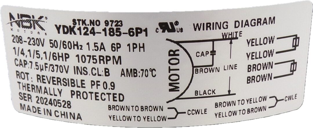 NBK-20222 MULTI PURPOSE MOTOR 208-230V, 1075 RPM 9723 - Image 4