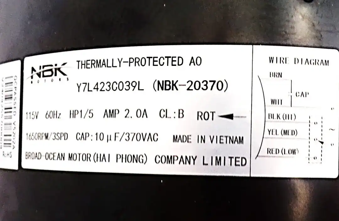 NBK-20370 FAN MOTOR 1/5 HP - Image 4