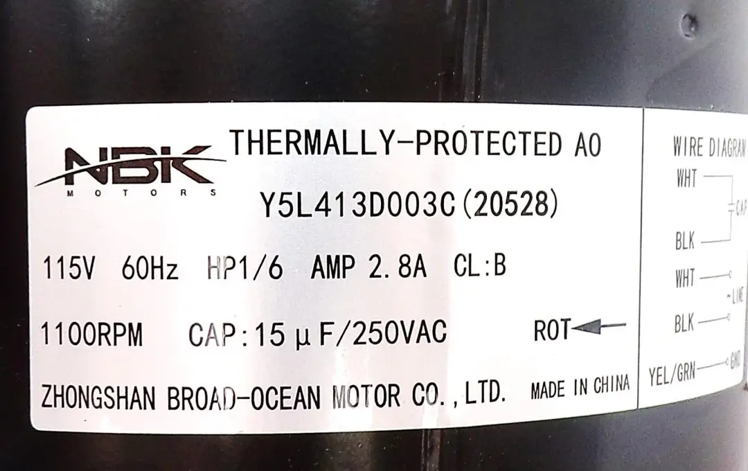 NBK-20528 FAN MOTOR MOTOR 115V - Image 4