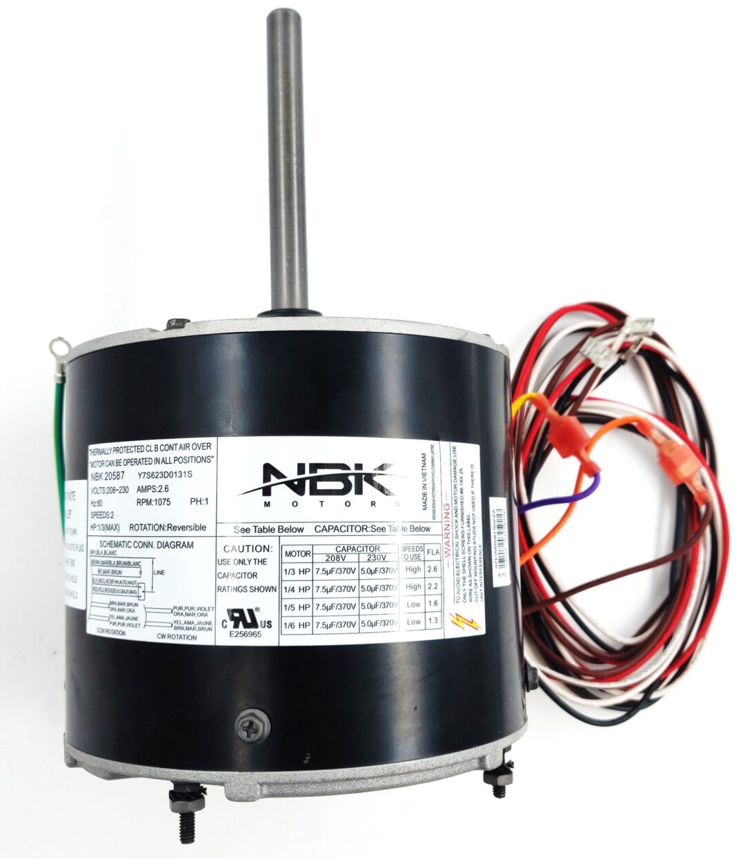 NBK-20587 CONDENSER MOTOR 208-230V, 1075 RPM, 1/6-1/3 HP 5462H