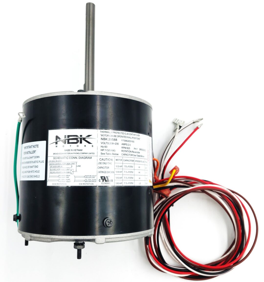 NBK-20588 CONDENSER MOTOR 208-230V, 825 RPM, 1/6-1/3 HP 5464H