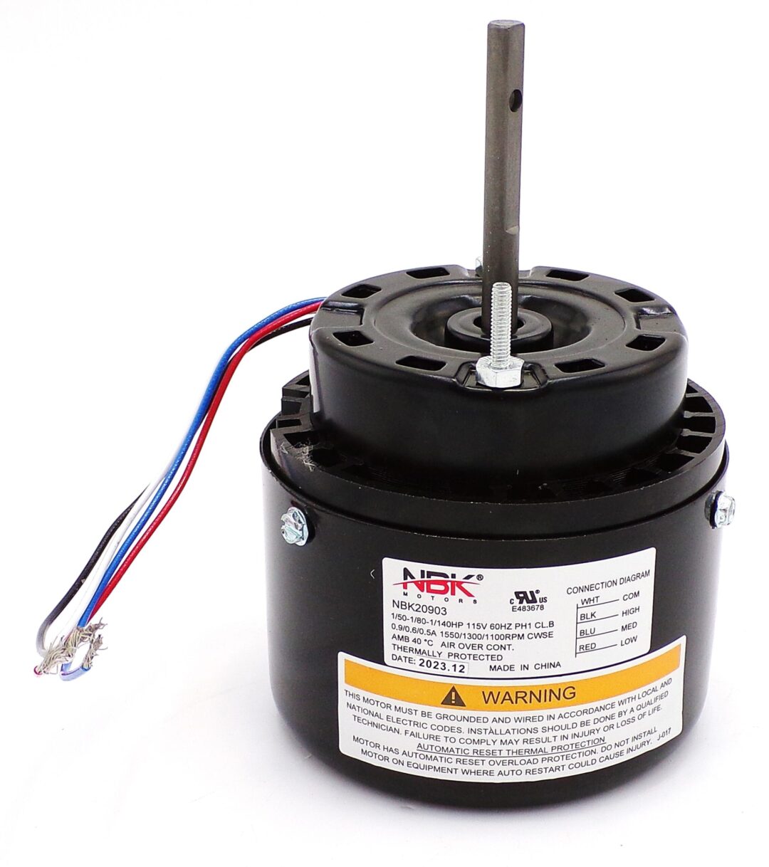 NBK-20903 BLOWER MOTOR 115V 60HZ 3 SPEED, 1/50-1/80-1/140 HP