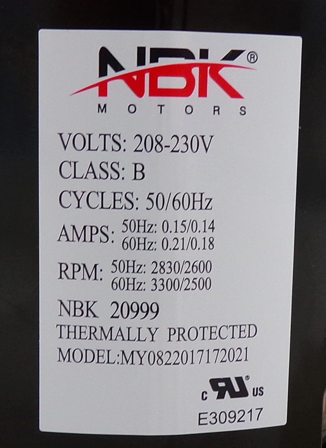 NBK-20999 INDUCER ASSEMBLY 208-230V, 50/60HZ 1/15 HP - Image 3