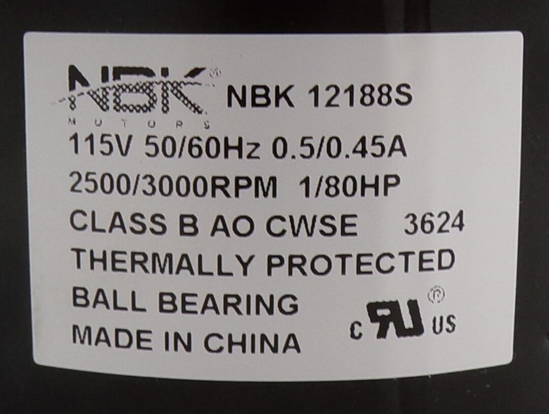 NBK-12188S BLOWER MOTOR S-POLE 115V 60 HZ, RPM 3000 - Image 3