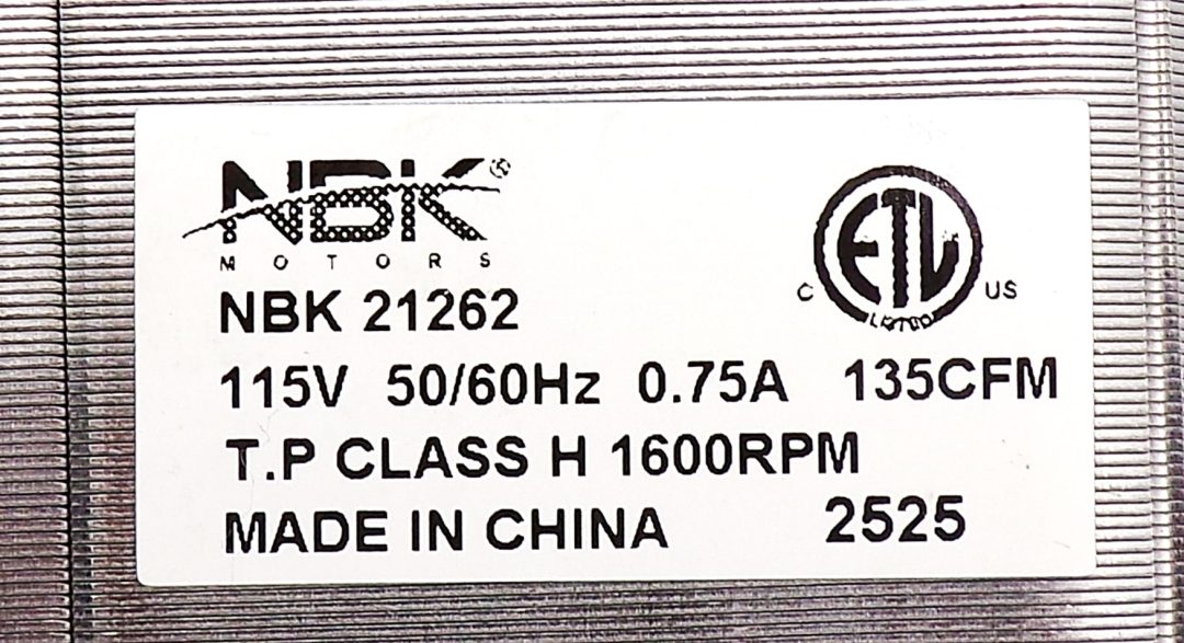 NBK-21262 BLOWER MOTOR 65MM X 180MM 115V RH - Image 3